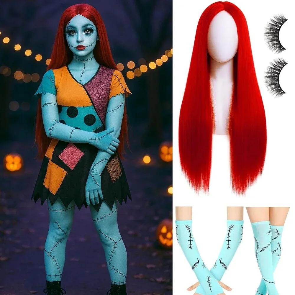 Red Straight Wig Halloween Costume